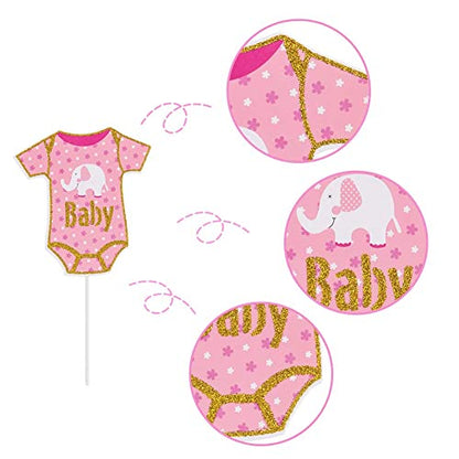 SUNBEAUTY 20 Pcs Girl Baby Shower Photo Booth Props Pink and Gold Lovely Photobooth Props with Sticks for Baby Shower Accessories Newborn Girl Gift Party Supplies - color: Girl