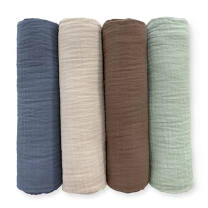 SwaddleDesigns Cotton Muslin Swaddle Blankets for Baby Boy & Baby Girl, Set of 4, Neutral Receiving Blankets for Newborn, Baby Registry & Gift, 46x46 inches, Coastal - color: Coastal