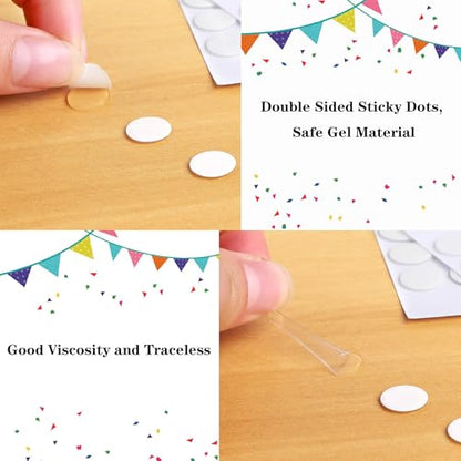JANYUN 225 Pieces Double Sided Sticky Dot Stickers Removable Round Putty Clear Sticky Tack No Trace Super Sticky Putty Waterproof Small Stickers for Wall Wood Ceramic Metal Plastic (10mm) - size: 0.39" Round