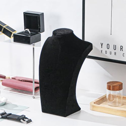 Necklace Bust Display Stand, Black Velvet Necklace Display Holder, Jewelry Necklace Organizer Rack for Home Use or Shop Show (9" Height) - color: Black Velvet, size: 9" Height (1pc)