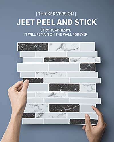 Art3d Thick Peel-and-Stick Kitchen Backsplash Tile, 10-Sheet Marble Design Self Adhesive Wall Tiles for Kitchen Bathroom Back Splash - Grey - color: Gray Marble Thickened, size: 12" x 12" (10 Sheets)