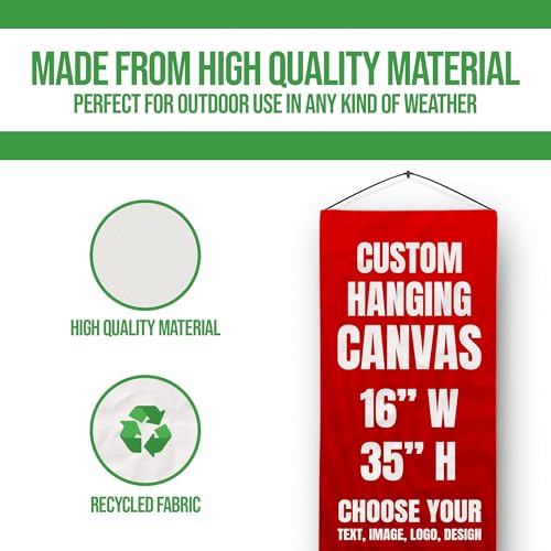 Custom Hanging Canvas Wall Art by BCB Print - Personalized Ready to Hang Picture Banner | with Your Photo | HD Print Bedroom & Living Room Wall Art | Fast Delivery | Made in USA | 16x35 inch - color: Hanging Canvas Set of 1