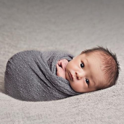 Newborn Photography Props Stretch Newborn Photography Wrap Blanket for Baby Boys Girls Posing Photo Shoot Props - color: Stone