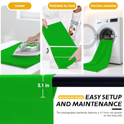 Professional Geeen Photography Backdrop10X8- Heavy-Duty Machine Washable Seamless Background for Studio & Video - color: Green, size: 10X8