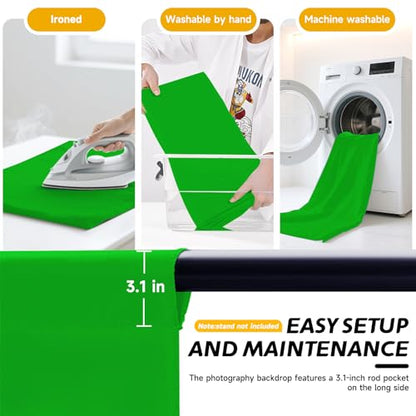 Professional Geeen Photography Backdrop10X8- Heavy-Duty Machine Washable Seamless Background for Studio & Video - color: Green, size: 10X8