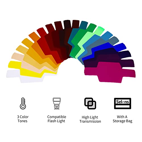 Selens Universal Flash Gels Lighting Filter SE-CG20-20 pcs Combination Kits for Camera Flash Light Strobe Light, Color Correction Filter Color Gels for Speedlight - color: SE-CG20