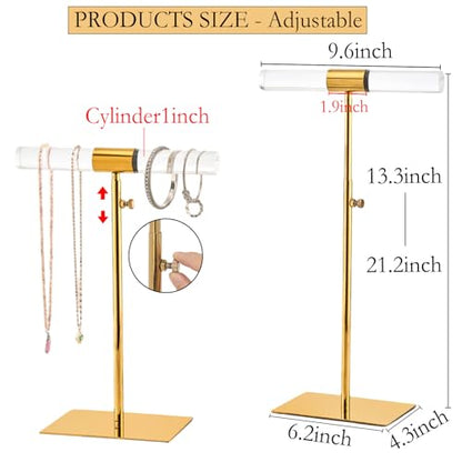 Acrylic Jewelry Towers - Stainless Steel Long Necklace Stand, Adjustable Height Tabletop Jewelry Organizer for Home & Boutique