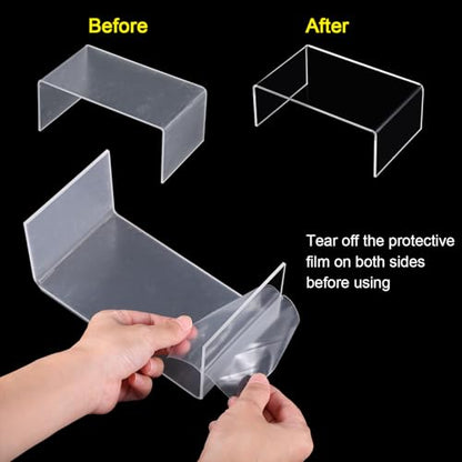 Chuangdi 20 Pcs Acrylic Display Risers, Clear Product Stand, Jewelry Display Riser Shelf Showcase Fixtures for Figure Dessert Cupcake Candy Action Showcase(Extra Large Set) - color: Clear, size: Extra Large Set