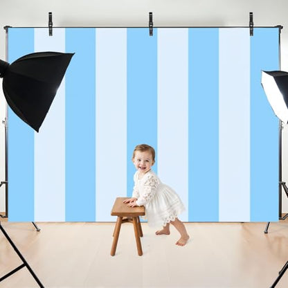 5x7ft Photography Backdrop Blue Stripes Soft Shades Light Blue Photo Backdrop Photography Background for Photoshoot Portrait Video Party Photo Studio Prop Booth - color: Color1