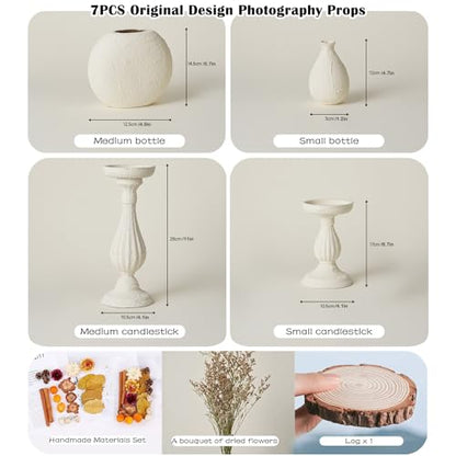 7PCS Product Photography Props: Small Product Photoshoot Props-Hand Painting Texture Photo Props for Jewelry Cosmetics Mini Items Picture - color: beige