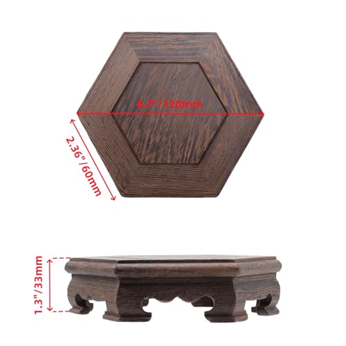 Traditional Craft Wooden Base Wood Display Stand Oriental Hex Shape Pedestal - color: 2-Q-5.0"-hexagon