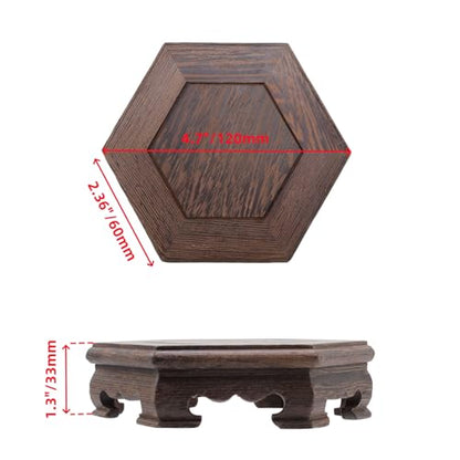 Traditional Craft Wooden Base Wood Display Stand Oriental Hex Shape Pedestal - color: 2-Q-5.0"-hexagon