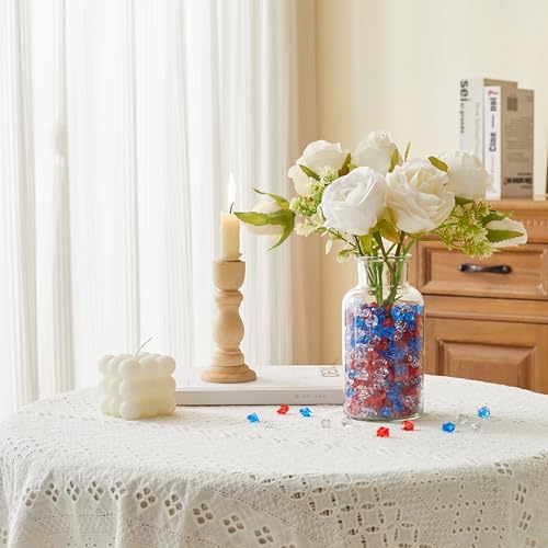 LAIDANLA 500PCS Red White Blue Acrylic Gems Vase Fillers Fake Ice Crushed Rock Crystals Patriotic Faux Diamond for Table Scatters Party Centerpieces Accessories Wedding Decor - color: Red, Blue, White