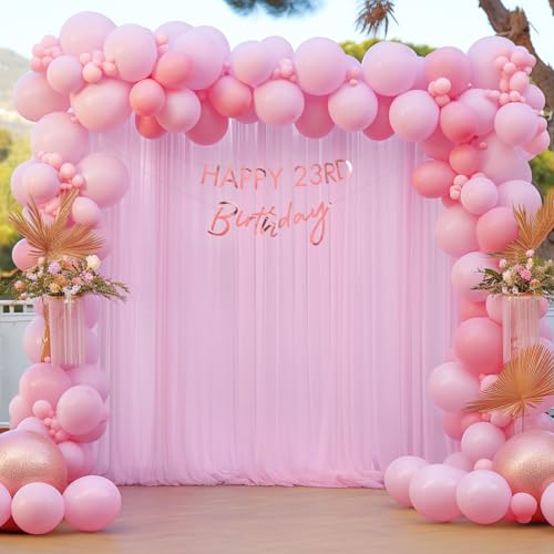 10x10 Pink Tulle Backdrop Curtains for Parties, Sheer Backdrop Curtain Wedding Photo Background Drapes for Baby Shower Photography Birthday Party - color: Baby Pink, size: 10x10ft