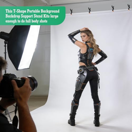 Black White Backdrop Screen with Stand Kit, 5 x 6.5 ft Photo Backdrop Kit, 2-in-1 Revisible Black Backdrop White Screen with T-Shaped Stand and 5 Clamps for Photography Party Decorations - size: Black and White 5 X 6.5 Ft