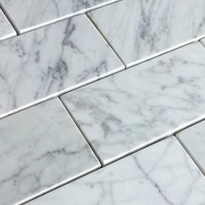 Tenedos Italian Carrara Bianco White Gray Marble 2x4 Brick Honed Mosaic Floor Wall Tile Backsplash for Kitchen, Bathroom Shower, Fireplace ((1 Sheets)) - size: (1 Sheets)
