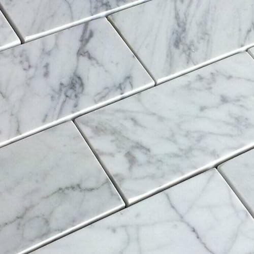 Tenedos Italian Carrara Bianco White Gray Marble 2x4 Brick Honed Mosaic Floor Wall Tile Backsplash for Kitchen, Bathroom Shower, Fireplace ((4 Sheets)) - size: (4 Sheets)