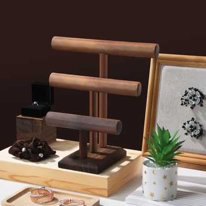 Bracelet Holder, Bracelet Display Stand for Vendors, T-Bar Necklace Scrunchie Wooden Storage Rack, Bangle Watch Jewelry Display Tower (3 Tier) - size: 3 Tier