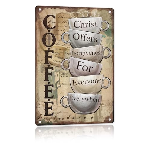 Christ Offers Forgiveness for Everyone Decor 12x8 Metal Sign – Wall Art for Christian Kitchen & Indoor Porch, Rustic Coffee Station Decor,Office, Church & Funny Gifts (705)