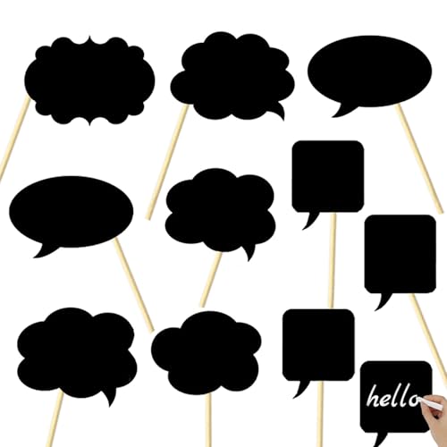 10pcs Writable Chalkboard Photo Booth Props Kit - Reusable Blank Signs with Chalk & Sticks for Wedding, Birthday, Baby Shower, Prom & Party Favors - style: Blank Photo Booth Props