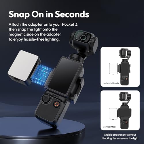 ULANZI LM001 Magnetic Fill Light for DJI Osmo Pocket 4/3/Xtra Muse, 2W 5800K LED Light with CRI ≥95, 500mAh USB C Rechargeable, IPX4 Waterproof, 3-Level Brightness, for Vlog & Outdoor