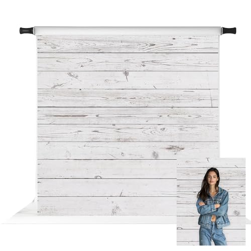 Kate 8x8ft White Wood Wall Shiplap Backdrop Retro Wood Portrait Photo Fabric Background Studio Props - size: 8x8ft