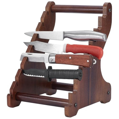 UNICRAFTALE Wood Knifes Display Stand Camel 8 Tier Knifes Block Blade Collection Display Holder Knifes Storage Rack Wooden Display Case for Knifes Collection Display Home Decoration 7.09"x6.5"x9.06"