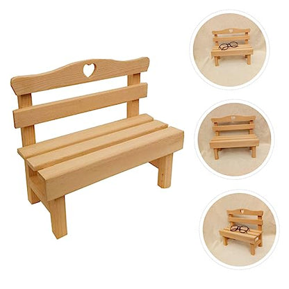 KESYOO 1pc Decorative Mini Pine Bench Figurine Creative Wooden Photography Prop Adorable Miniature Chair for Home Decor for Dollhouse Displays and