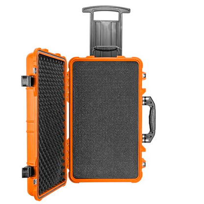 Eylar 22" Carry-On Travel Roller Gear, Camera, Drones, Tools, Equipment Hard Case Waterproof with Foam (Orange) - color: Orange