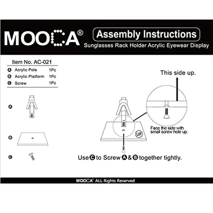 MOOCA 3 Pieces Set Premium Acrylic Eyeglasses Frame Riser Display Stand, Sunglasses Rack, Sunglass Organizer, Eyeglass Holder, Acrylic Eyewear Display, Single Frame for Each Holder - color: clear