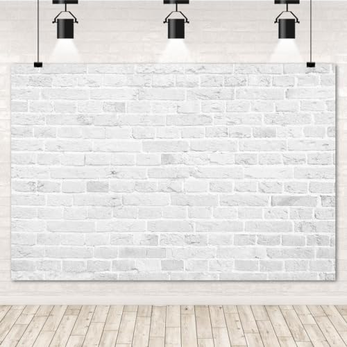 White Brick Wall Backdrop 9x6ft Rustic Vintage White Brick Photo Backdrop Baby Shower Wedding Birthday Party Photography Background Decorations Banner Photo Shoot Props - color: White, size: 9x6ft