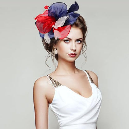 Fascinators Hats with Gloves Set for Women 20s 50s Cocktail Tea Party Wedding Costume Headwear - color: 03-american Color