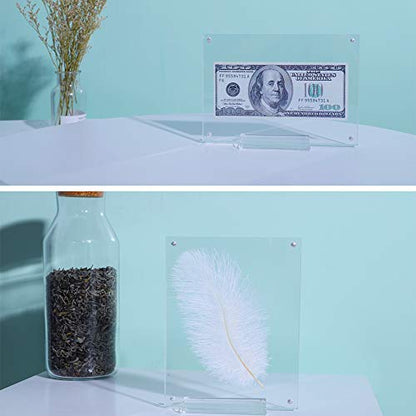 Acrylic Photo Frame 5x7-3 Pack Clear Double Sided Magnetic Picture Frameless Desktop Display with Photo Frame Support Stand Best Gift for Family, Baby, Document Photo Frames- Free Soft Microfiber - size: 5x7"-3