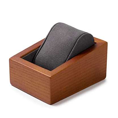 Oirlv Solid Wood Single Watch Display Stand Showcase Jewelry Stand Watch Holder with Pillow(Square Single, Grey) - color: Grey, size: Square Single