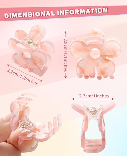 Claw Hair Clips Jaw Clamps - 12PCS Small Hair Claw Jaw Clamp for Thin Hair Styling Accessories Classic Hair Clamp for Women Girls (Sequins(Flower)) - color: Sequins(Flower)