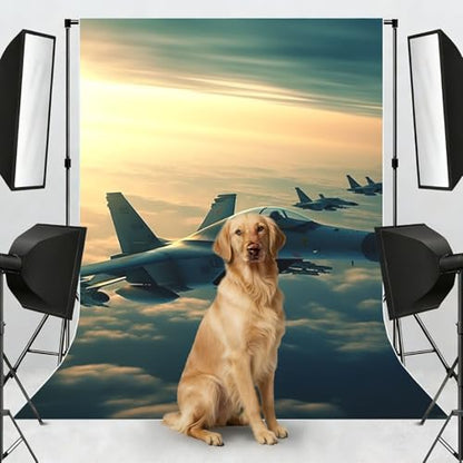 Aircraft Fighter Jets Backdrop Background for Photography 5x7ft Photobooth Professional Photo Backdrop Curtains Video Photography Studio Photo Backgrounds Banner Booth Background Screen Parties - color: Aircraft Fighter Jets
