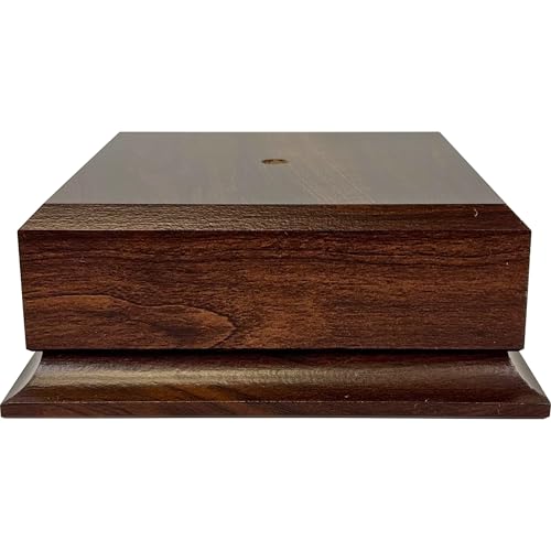 Display Base Pedestal Cherry Finish with 5/16" Center Hole – Square Stand Blank for Trophies, Figurines, 3D Prints, DIY Projects – Available in Multiple Sizes (5 1/2"Lx5 1/2"Wx2 1/8"H) - size: 5 1/2"Lx5 1/2"Wx2 1/8"H