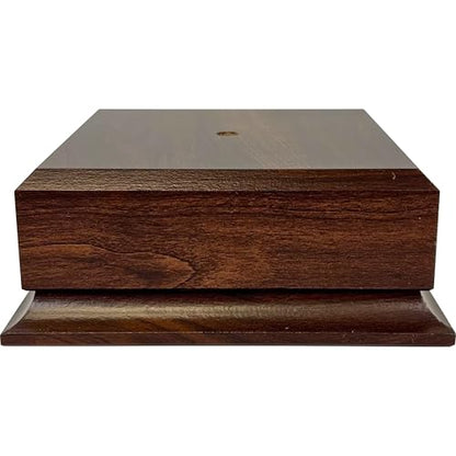 Display Base Pedestal Cherry Finish with 5/16" Center Hole – Square Stand Blank for Trophies, Figurines, 3D Prints, DIY Projects – Available in Multiple Sizes (5 1/2"Lx5 1/2"Wx2 1/8"H) - size: 5 1/2"Lx5 1/2"Wx2 1/8"H