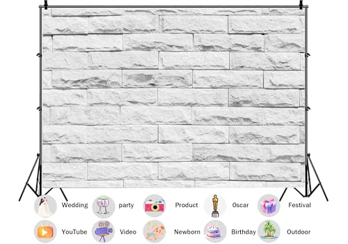 12X10ft Fabric White Rough Stacked Ledger Stone Wall Texture Backdrop Bright Limestone Block Background for Modern Elegant Party Decorations Clean Minimalist Photo Studio Props - size: 12X10ft