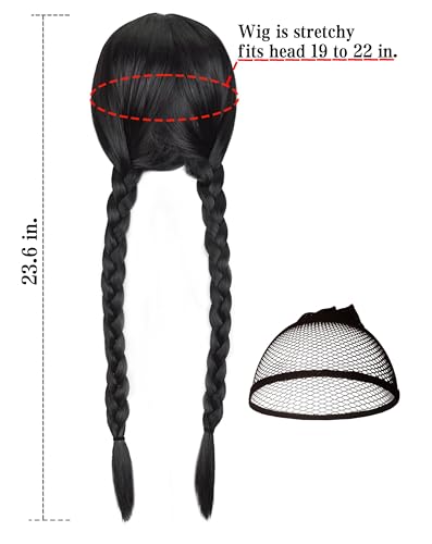Gothic Girls Costume Women Dark Academia Wig Hand Thing prop Necklace For Adult Halloween Cosplay-Bangs Wig