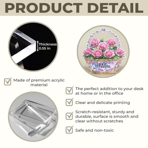 LOVELYPOD Personalized Flower Basket Acrylic Plaque for Mom, Custom Shape Mommy and Kids Acrylic Plaque, Mother’s Day Gift for Mom Grandma, Family Flower Keepsake, Mama Gift from Son Daughter - color: Design #6