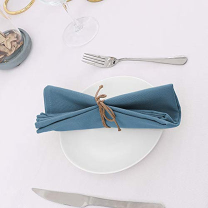 H.VERSAILTEX Cloth Napkins Set of 12 (18" X 18") Linen Textured Dinner Napkins Waterproof Extra Soft Thick Durable Reusable Napkins with Hemmed Edges for Dinners, Weddings and Everyday Use, Ink Blue - color: Ink Blue, size: 18" x 18" (Square)