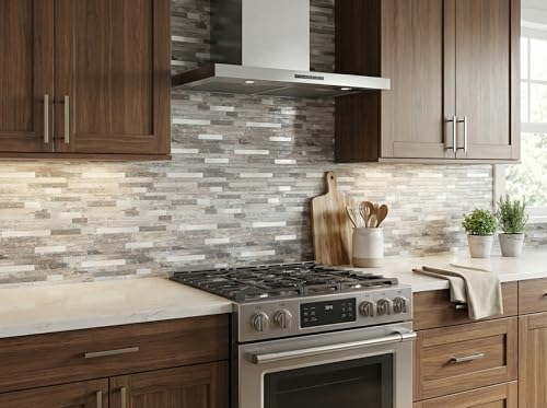 Yipscazo 2026 New Upgrade Peel and Stick Wood Metal Tile Backsplash, Stick on Tiles for Backsplash Kitchen, Bathroom (10 Sheets, Light Wood) - color: Light Wood