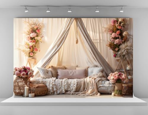 Kate 10x6.5ft Boudoir Pillows Backdrops for Photography Bedroom Headboard Background Branch Flowers Backgrounds Bridal Newborn Baby Show Decoration Studio Backdrop - size: 10x6.5ft
