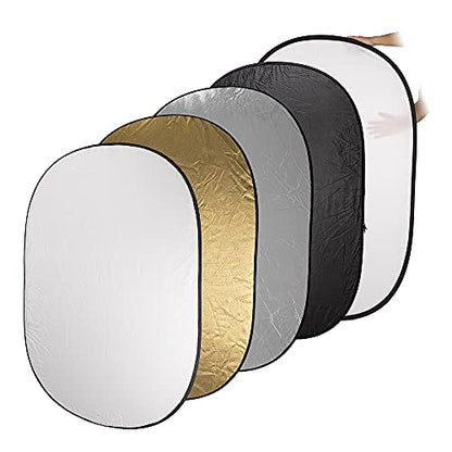 Fotodiox 48x72in 5-in-1 Collapsible Reflector Panel with Bag for Photography and Video - Black, Gold, Silver, Translucent, and White Panel - size: 48x72in (120x180cm)