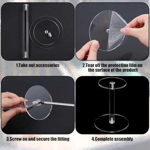 Soaoo 6 Pcs Round Acrylic Display Stands Small Clear Display Risers Plastic Clear Acrylic Pedestal Set for Hat Jewelry Watch Plant Cake (6 Size) - size: 6 Size