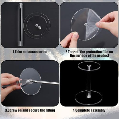 Soaoo 6 Pcs Round Acrylic Display Stands Small Clear Display Risers Plastic Clear Acrylic Pedestal Set for Hat Jewelry Watch Plant Cake (6 Size) - size: 6 Size