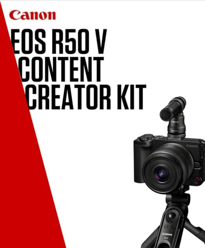 Canon EOS R50 V Content Creator Kit Mirrorless Camera with RF-S 14-30mm Lens, Tripod Grip, Stereo Microphone, 128GB Memory Card, Black (Renewed) - style: Content Creator Kit
