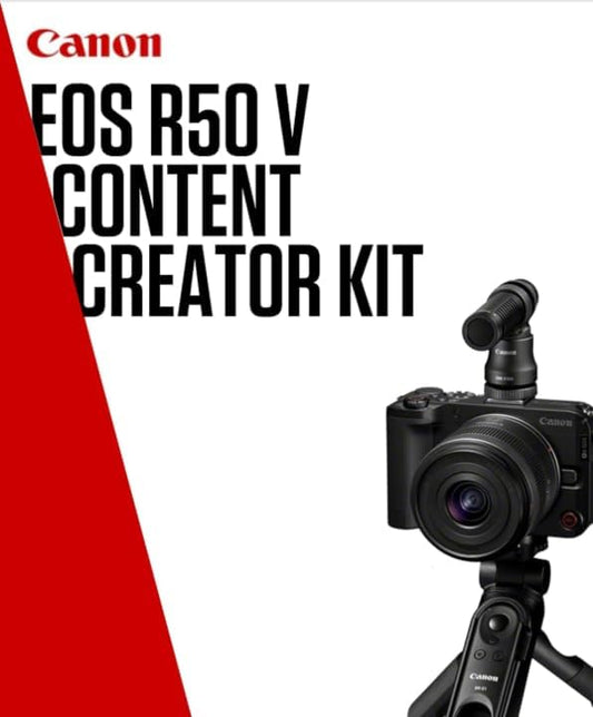 Canon EOS R50 V Content Creator Kit Mirrorless Camera with RF-S 14-30mm Lens, Tripod Grip, Stereo Microphone, 128GB Memory Card, Black (Renewed) - style: Content Creator Kit