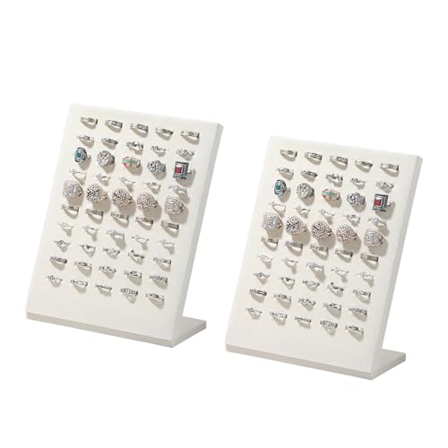 Ring Board Display Stand,Velvet Jewelry Earring Organizer Holder for Selling,Vendors Storage Tray for Multiple Rings (Beige*2) - color: Beige*2